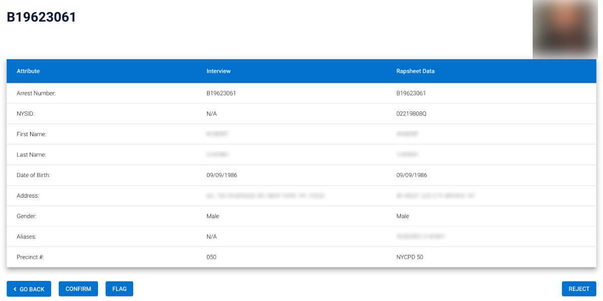 A webpage the personal details of an unidentified individual